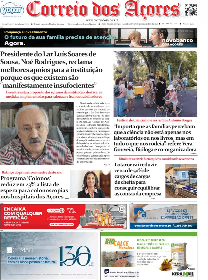 Capa Correio dos A�ores - 2026-07-24