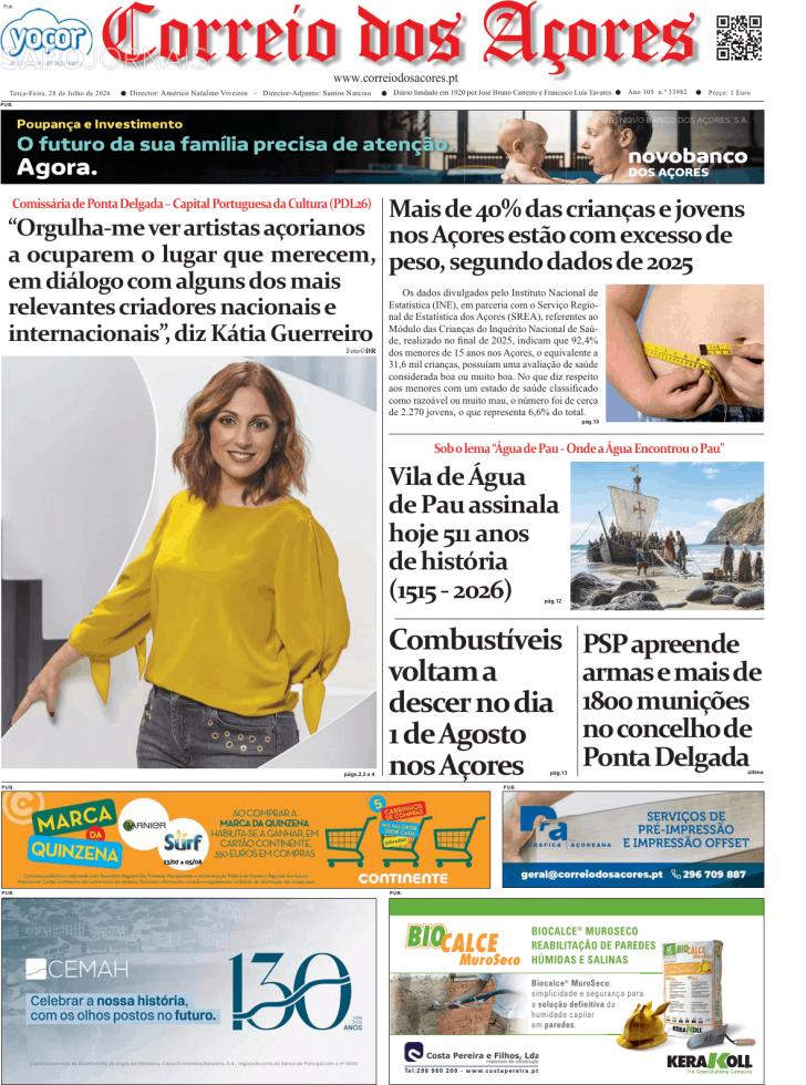 Capa Correio dos A�ores - 2026-07-28