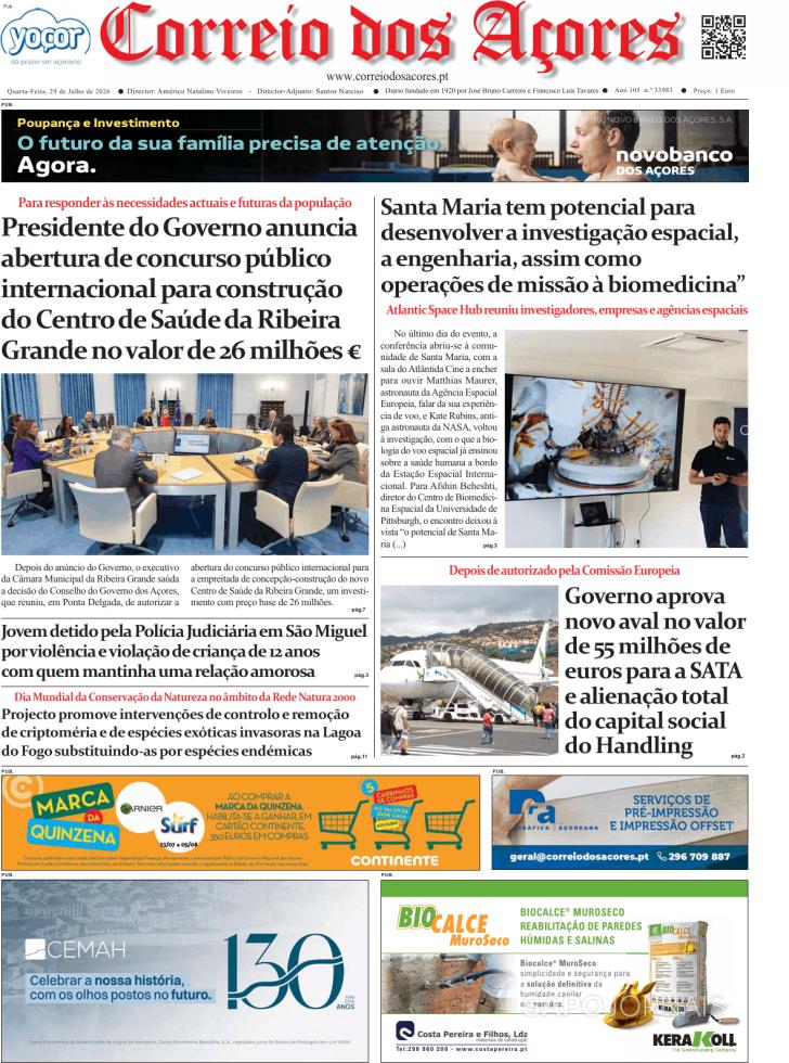 Capa Correio dos A�ores - 2026-07-29