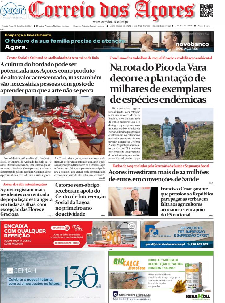 Capa Correio dos A�ores - 2026-07-30