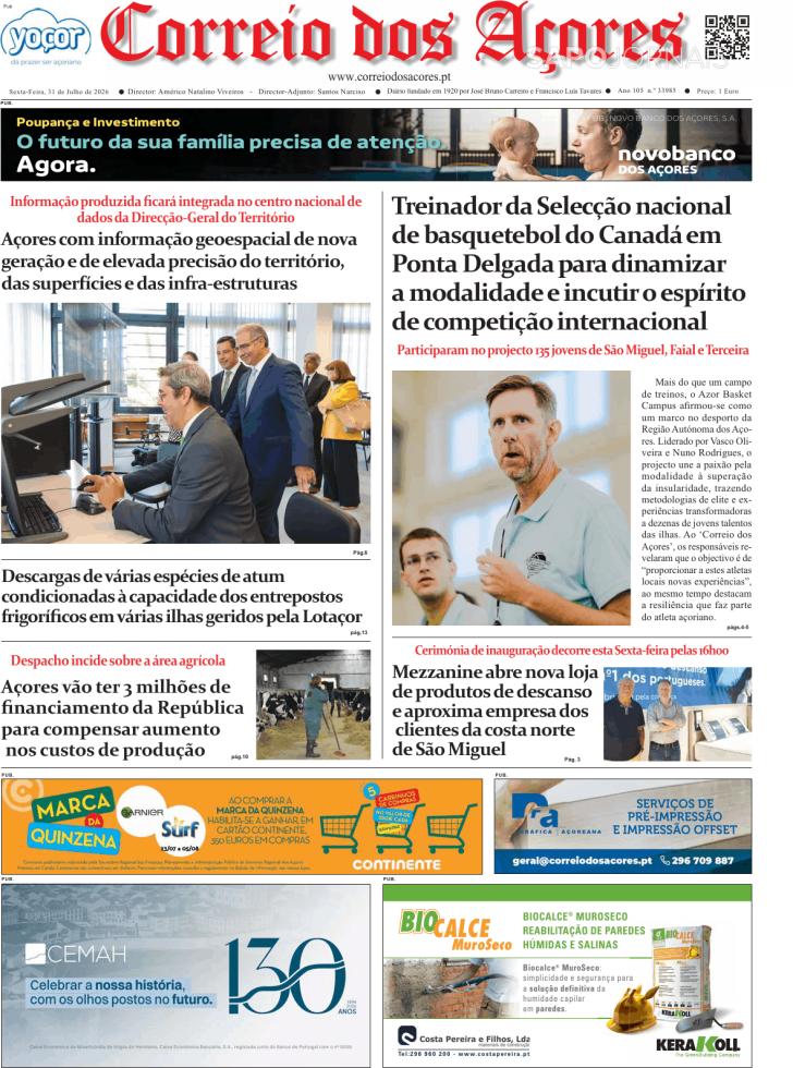 Capa Correio dos A�ores - 2026-07-31