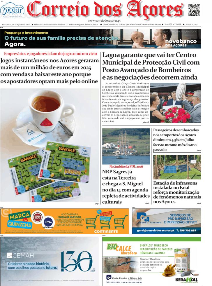 Capa Correio dos A�ores - 2026-08-11