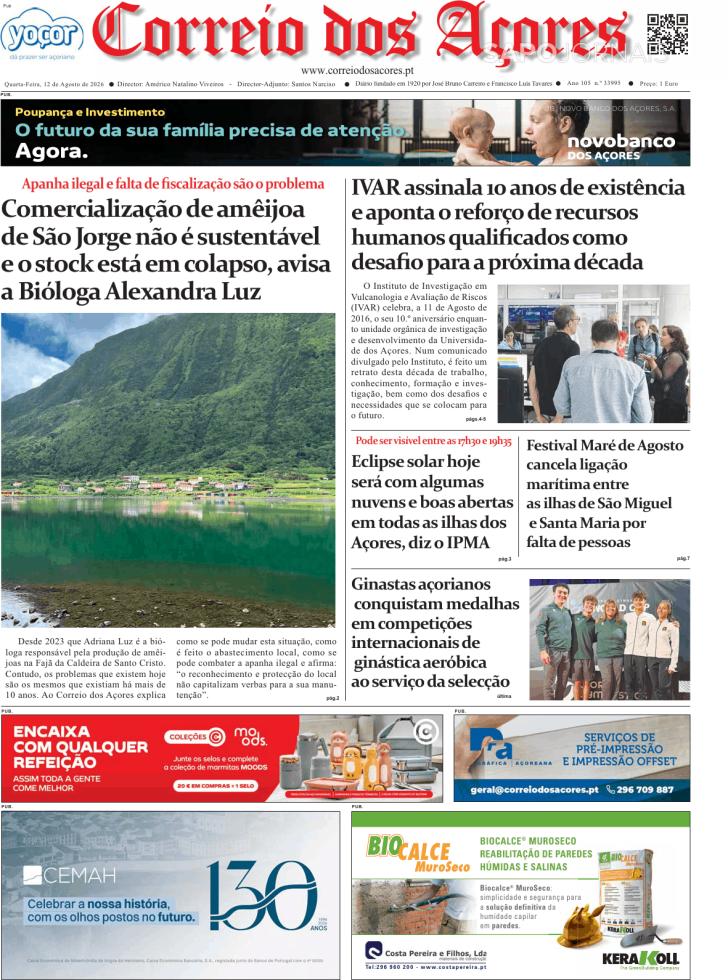 Capa Correio dos A�ores - 2026-08-12