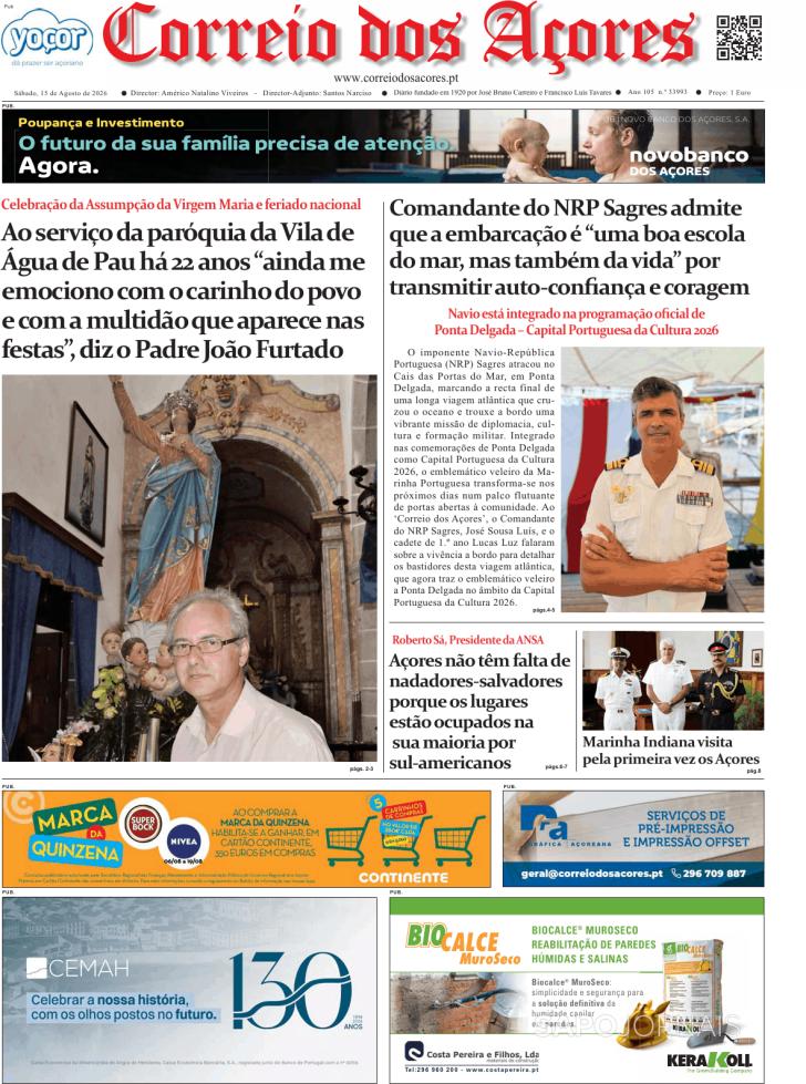 Capa Correio dos A�ores - 2026-08-15