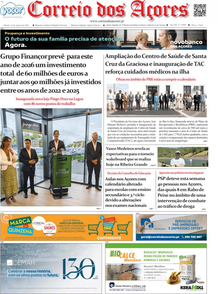 Capa Correio dos A�ores - 2026-08-22