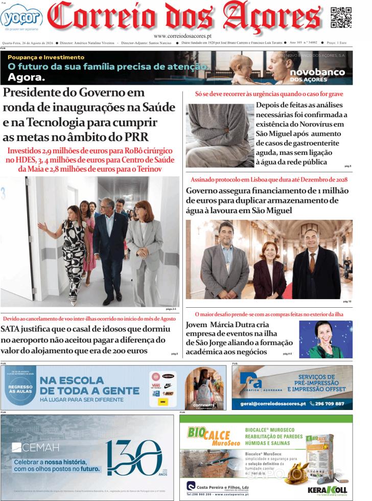 Capa Correio dos A�ores - 2026-08-26