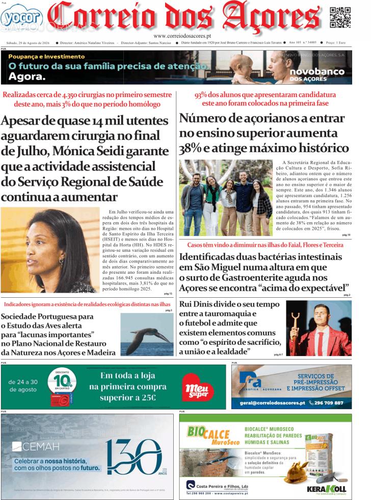 Capa Correio dos A�ores - 2026-08-29