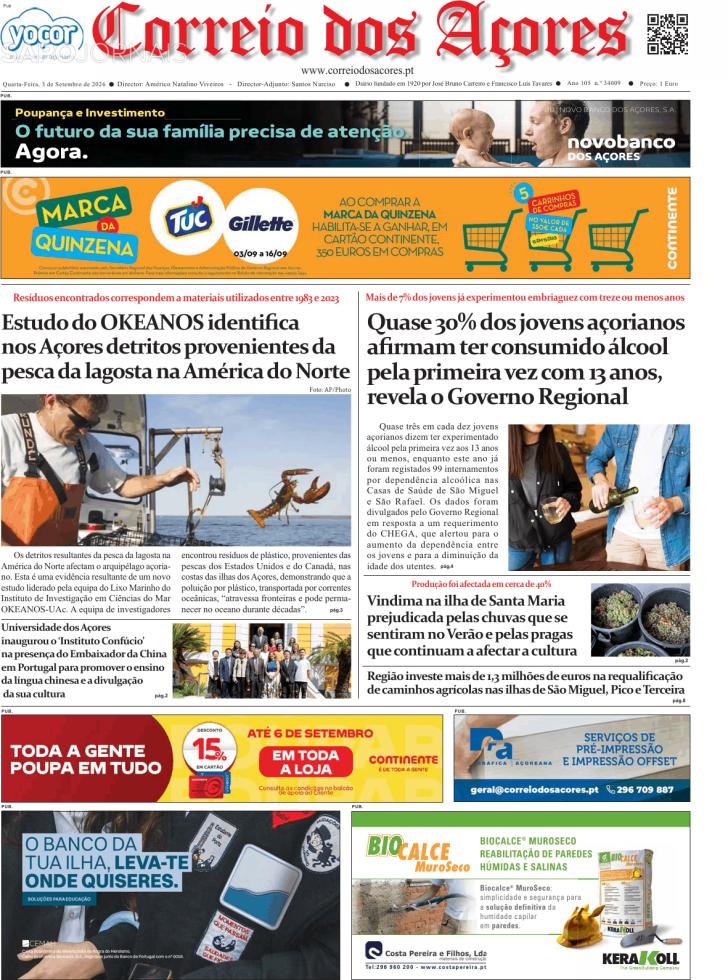Capa Correio dos A�ores - 2026-09-03