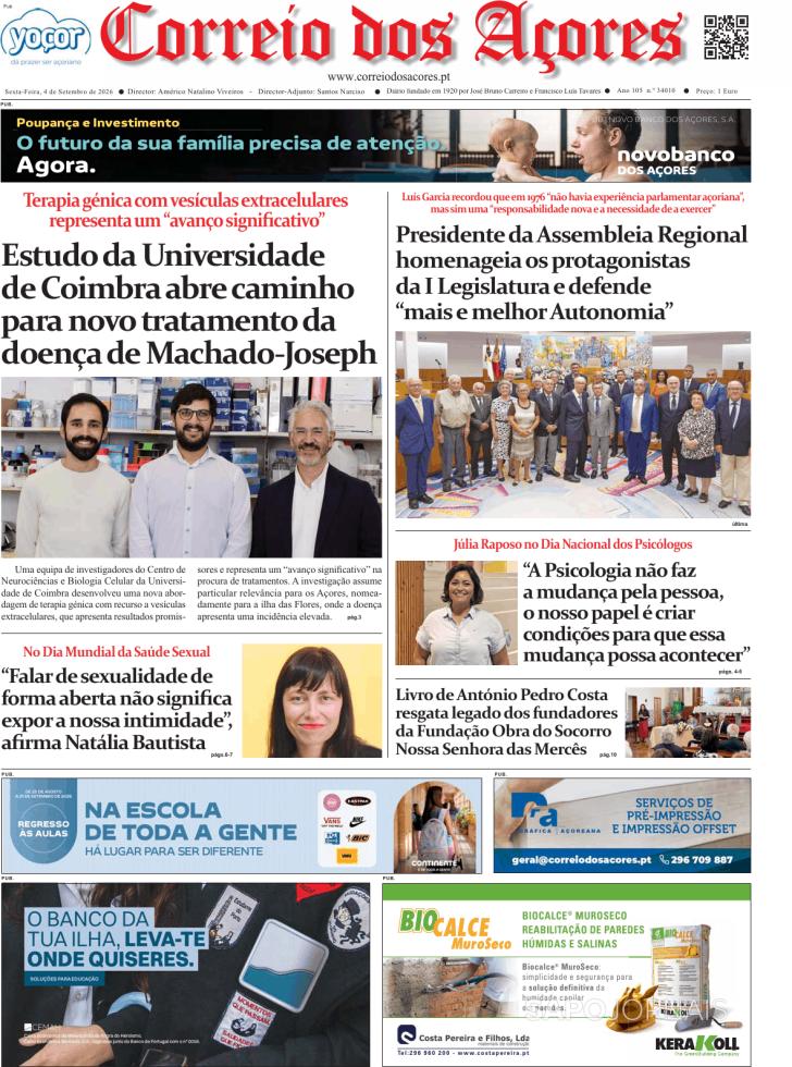 Capa Correio dos A�ores - 2026-09-04