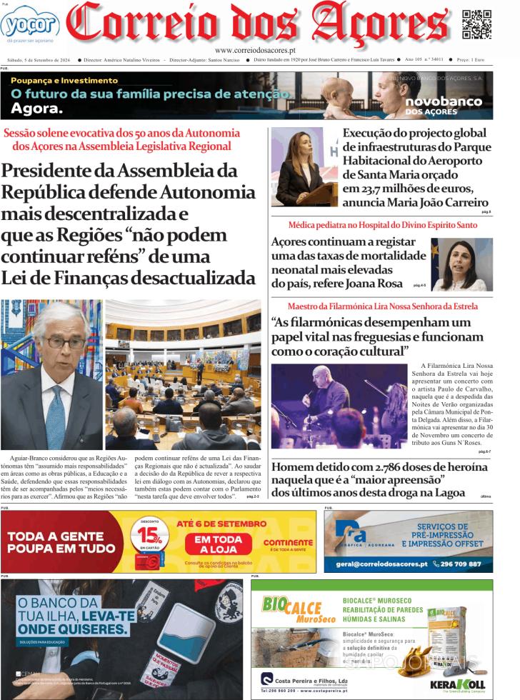 Capa Correio dos A�ores - 2026-09-05