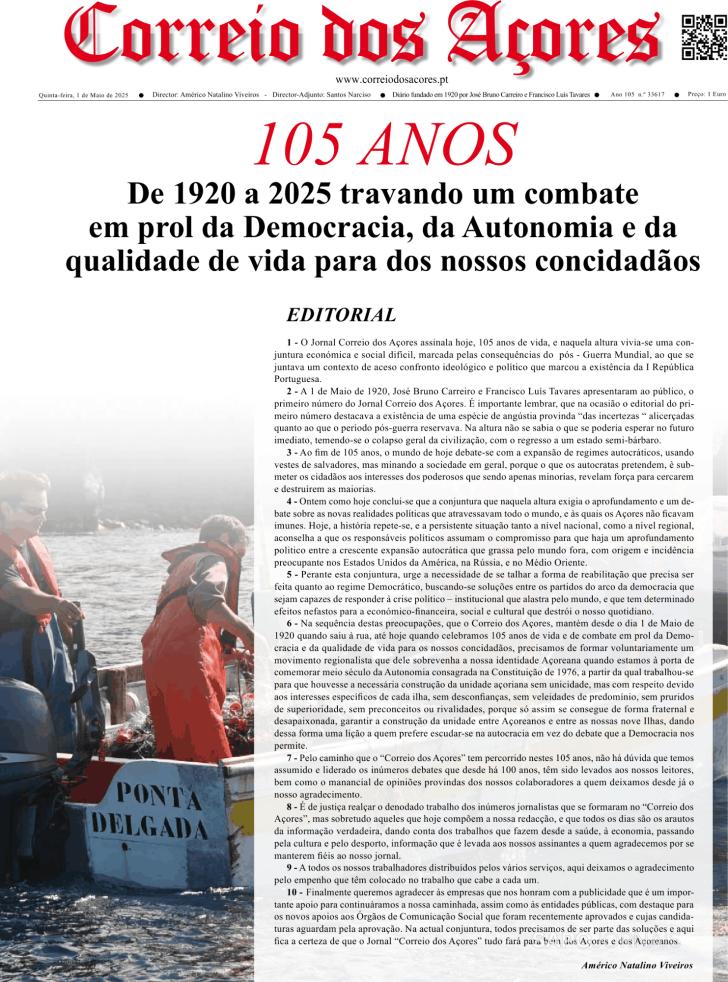 Capa Correio dos Aores - 2025-05-01