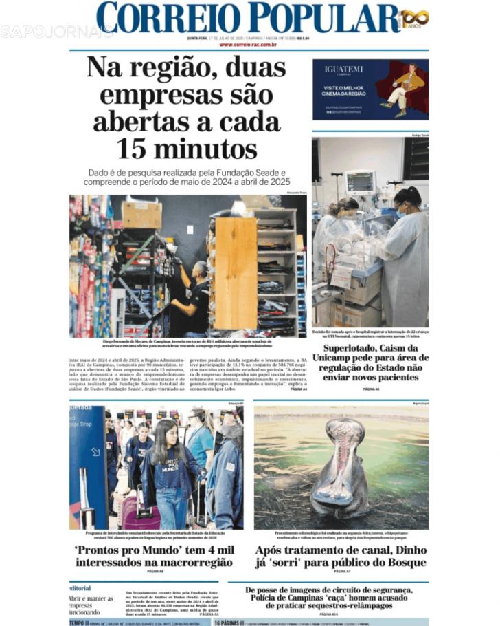 Capa Correio Popular - 2025-07-18