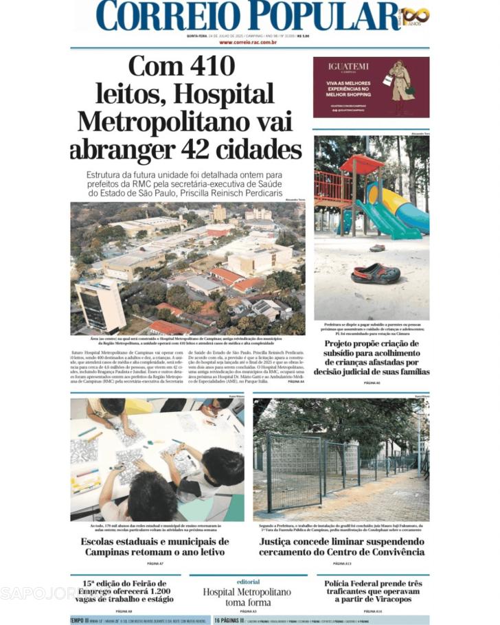 Capa Correio Popular - 2025-07-24