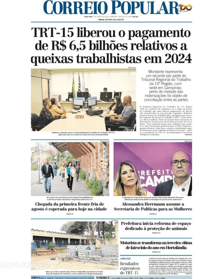 Capa Correio Popular - 2025-08-05