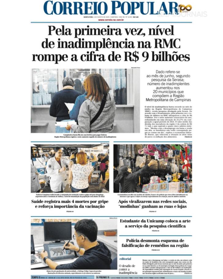Capa Correio Popular - 2025-08-06