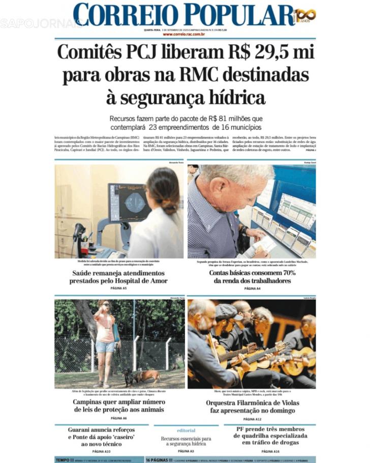 Capa Correio Popular - 2025-09-03