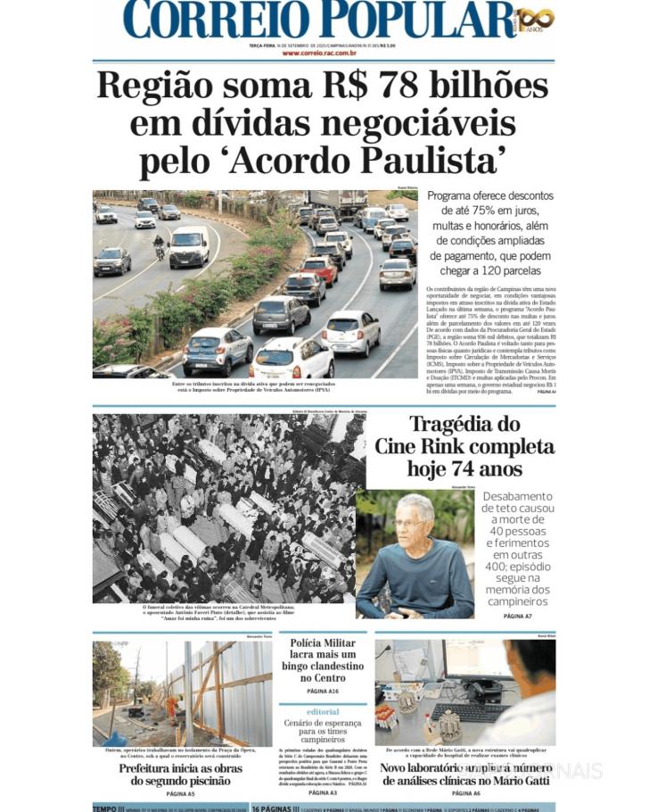 Capa Correio Popular - 2025-09-16