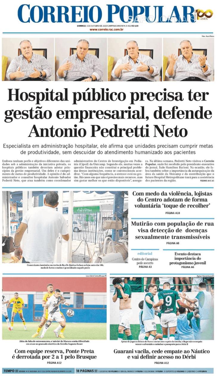 Capa Correio Popular - 2025-10-05