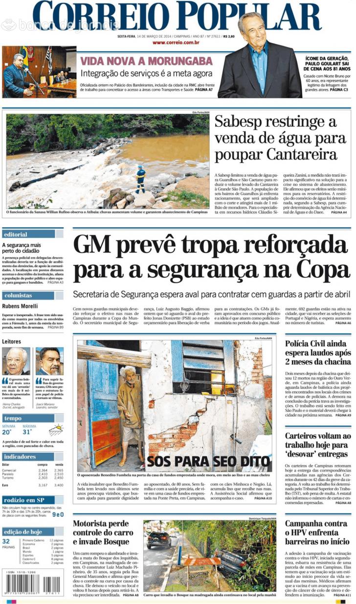 Capa Correio Popular - 2014-03-14