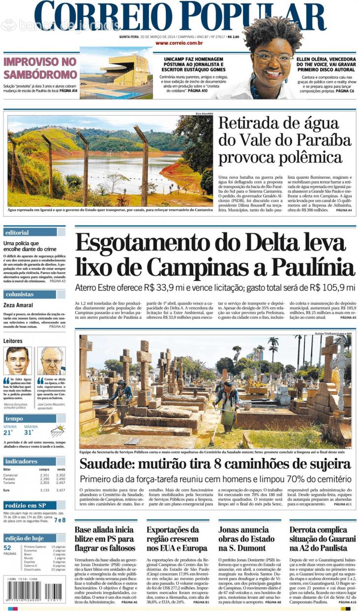 Capa Correio Popular - 2014-03-20