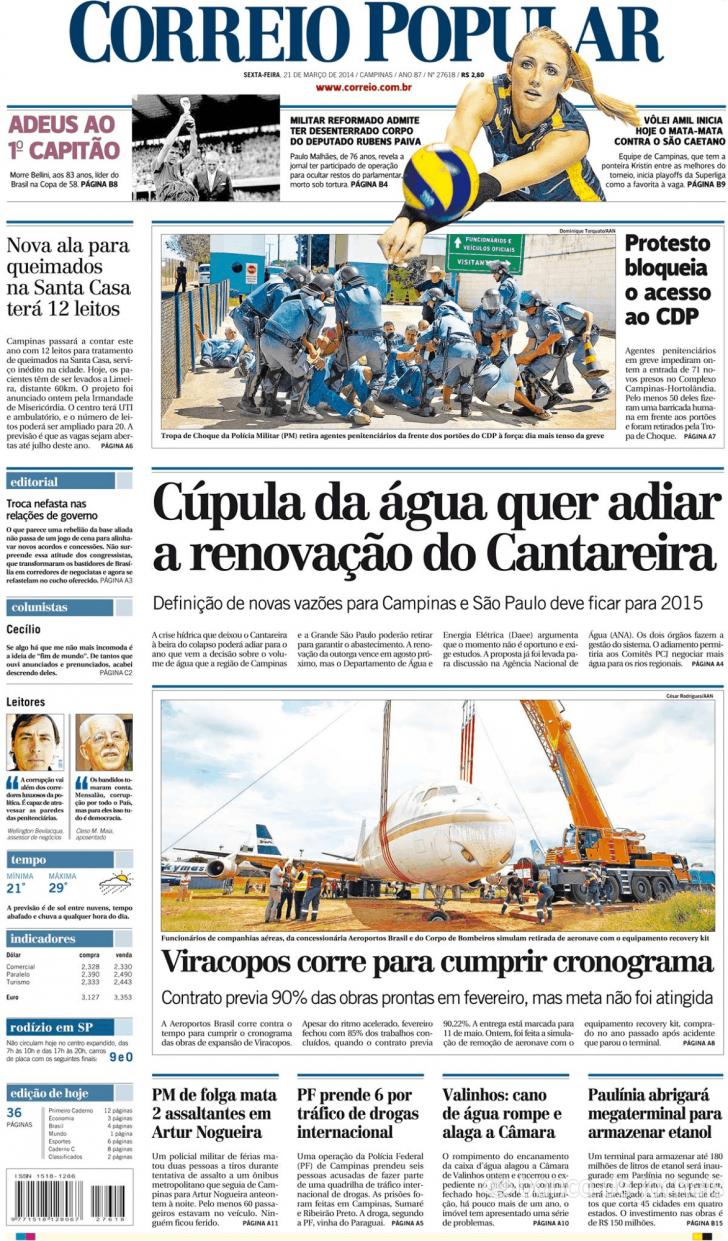 Capa Correio Popular - 2014-03-21