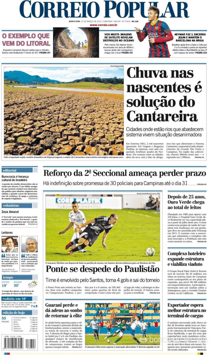 Capa Correio Popular - 2014-03-27