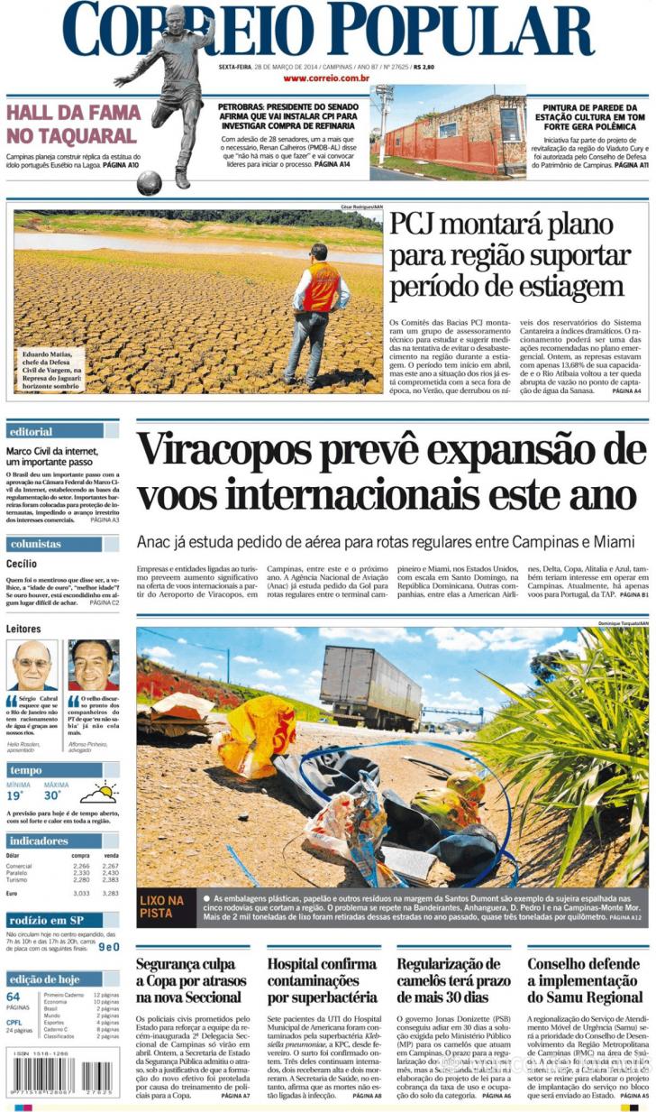 Capa Correio Popular - 2014-03-28