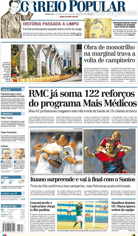 Capa Correio Popular - 2014-03-31