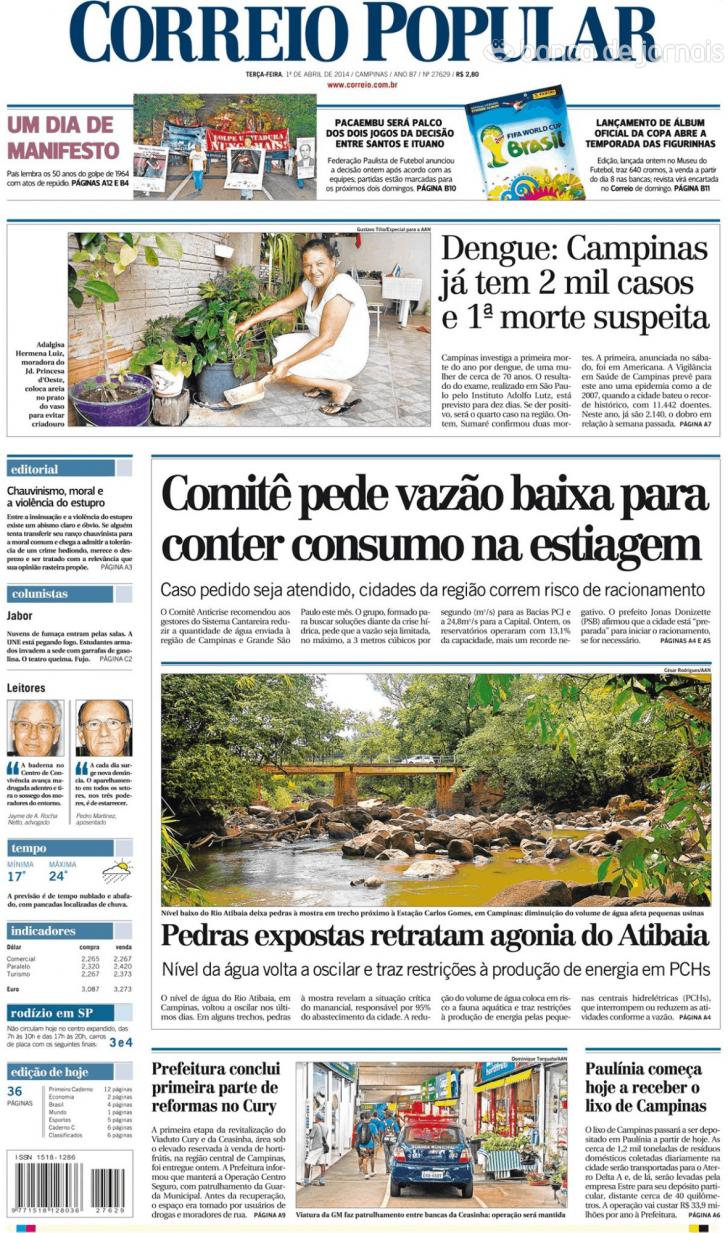 Capa Correio Popular - 2014-04-01
