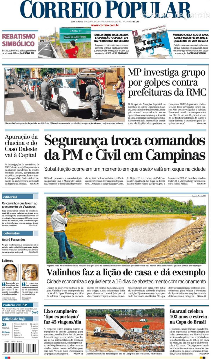 Capa Correio Popular - 2014-04-02