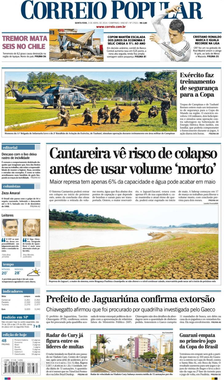 Capa Correio Popular - 2014-04-03