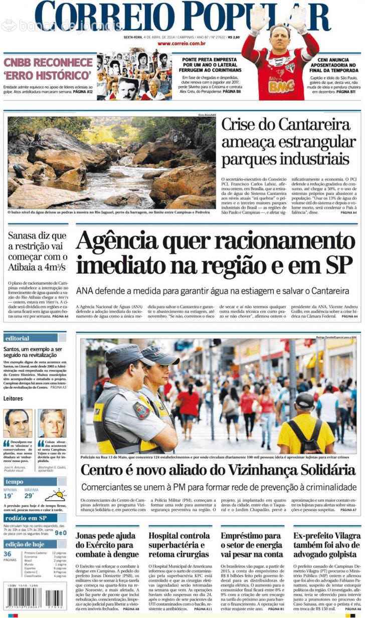 Capa Correio Popular - 2014-04-04