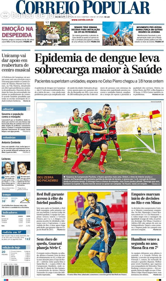 Capa Correio Popular - 2014-04-07