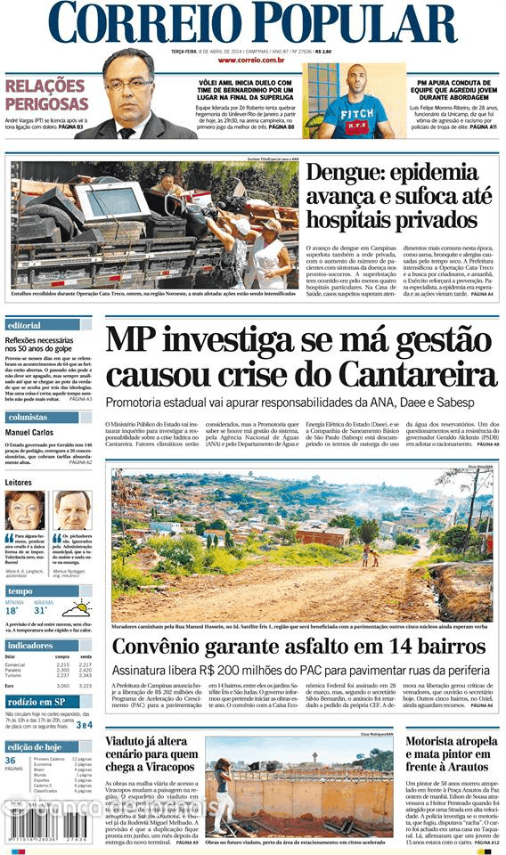 Capa Correio Popular - 2014-04-08