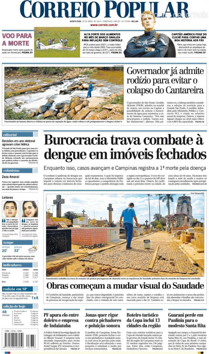Capa Correio Popular - 2014-04-10