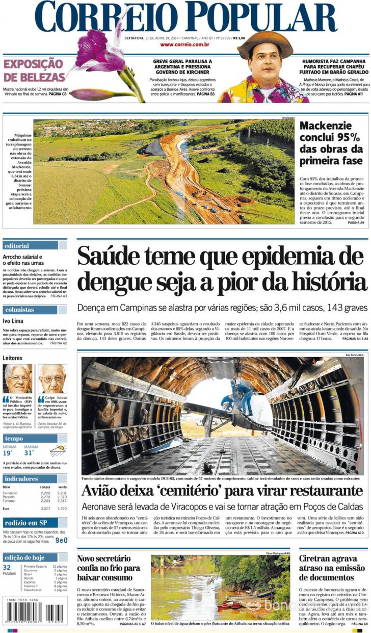 Capa Correio Popular - 2014-04-11
