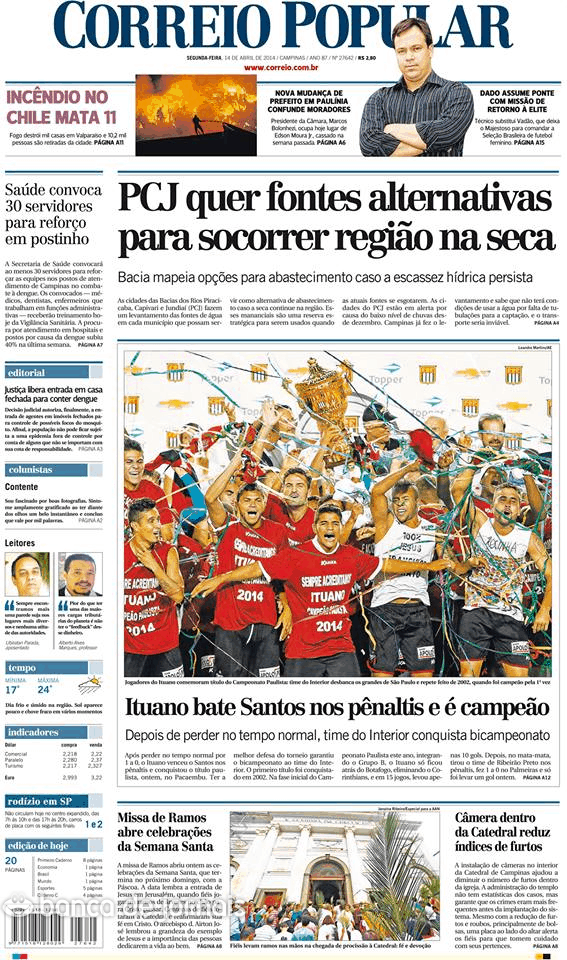 Capa Correio Popular - 2014-04-14