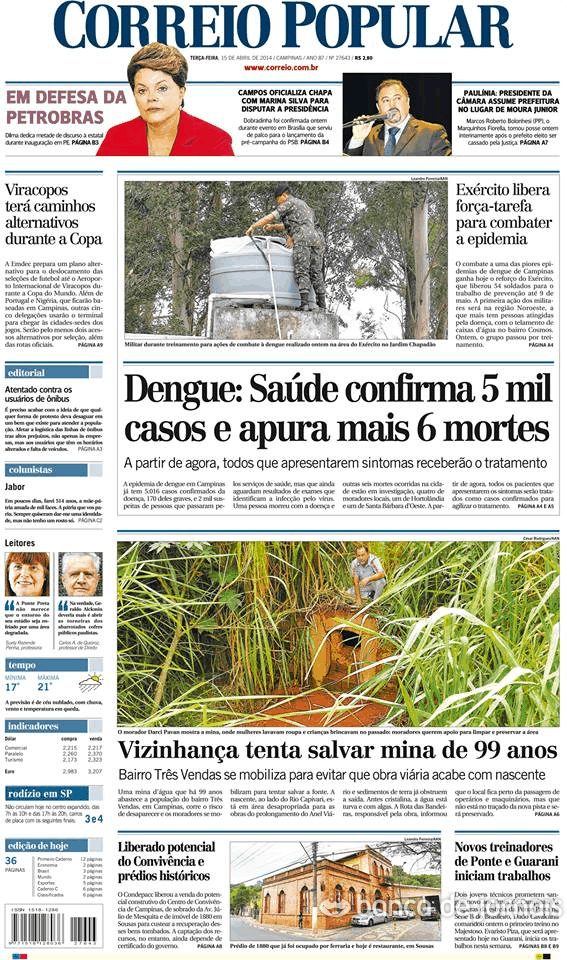 Capa Correio Popular - 2014-04-15