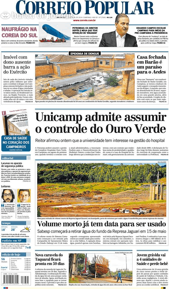 Capa Correio Popular - 2014-04-17