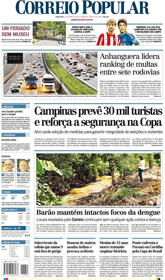 Capa Correio Popular - 2014-04-22