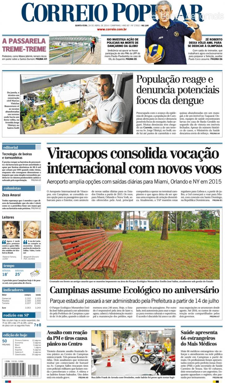 Capa Correio Popular - 2014-04-24