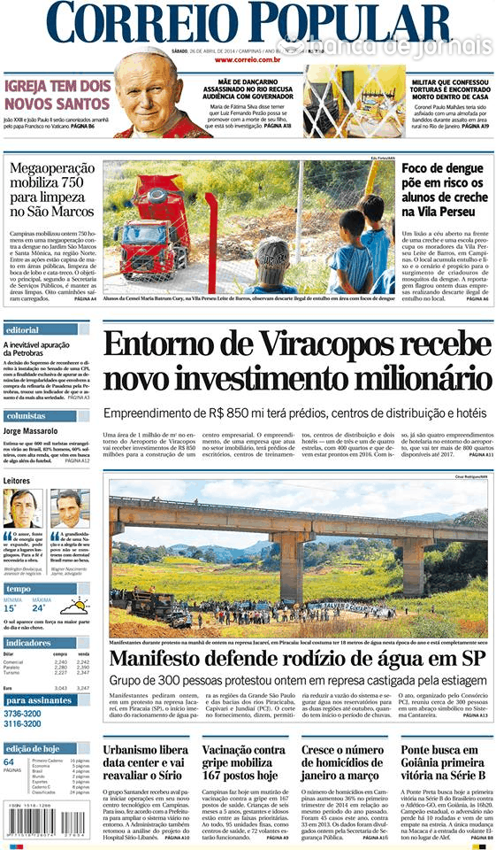 Capa Correio Popular - 2014-04-27