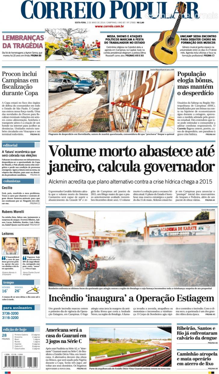 Capa Correio Popular - 2014-05-02