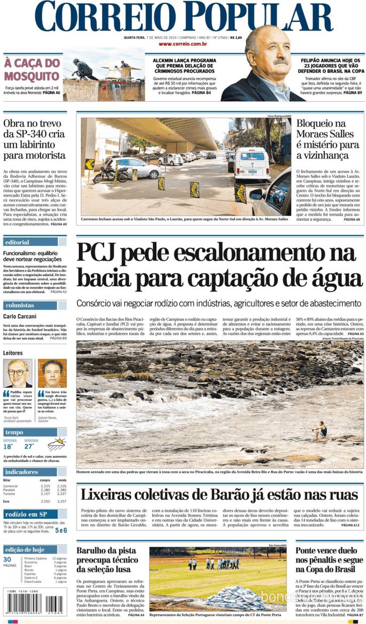 Capa Correio Popular - 2014-05-07