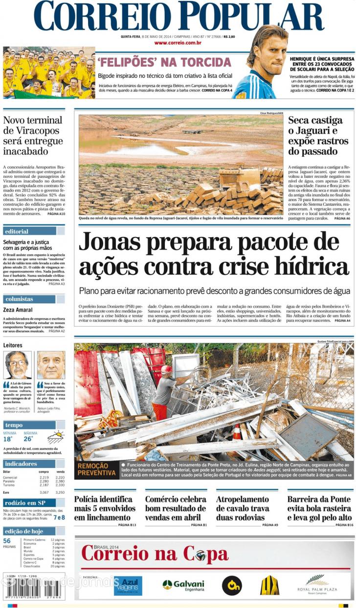 Capa Correio Popular - 2014-05-08