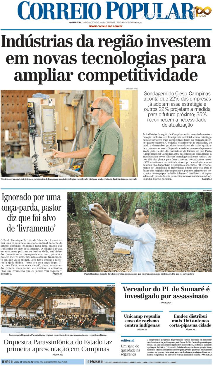 Capa Correio Popular - 2023-08-23
