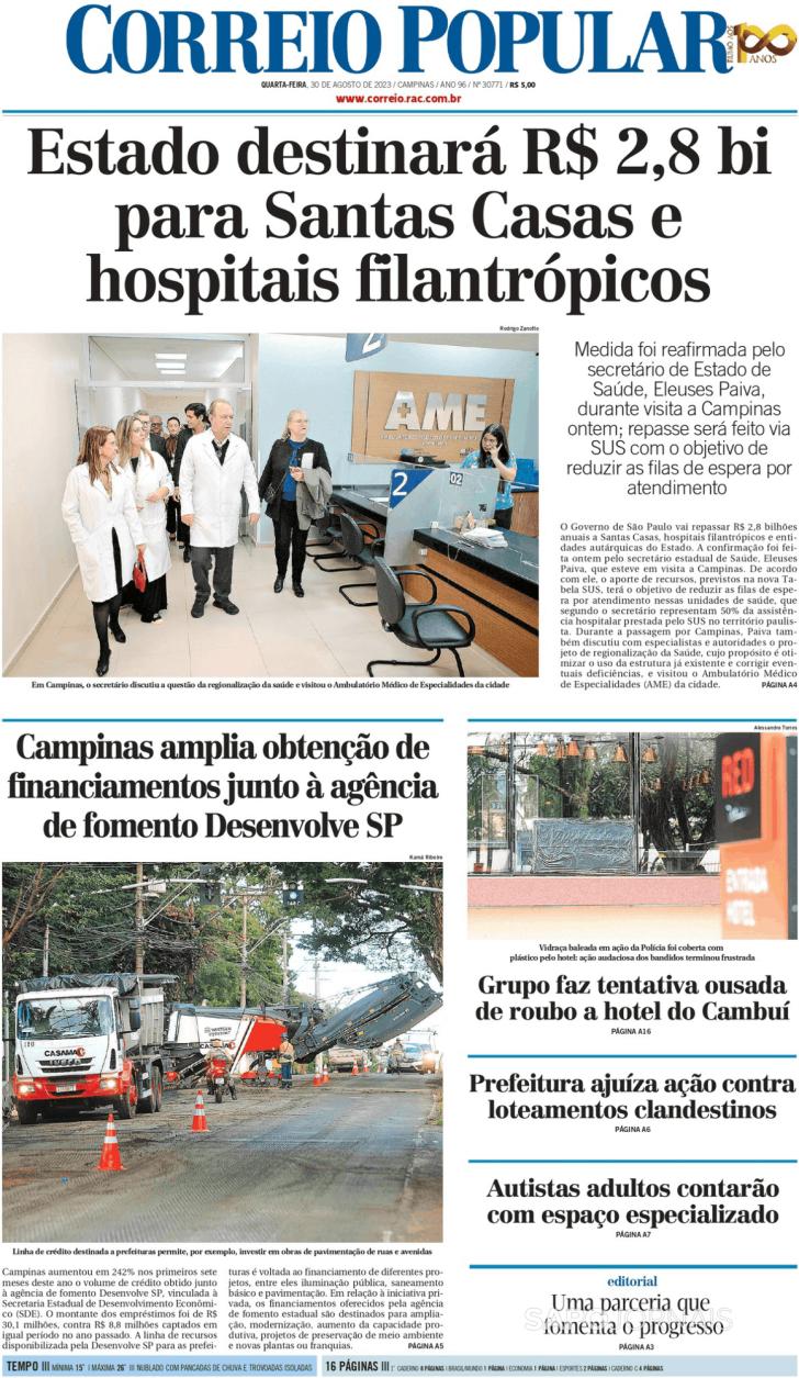 Capa Correio Popular - 2023-08-30