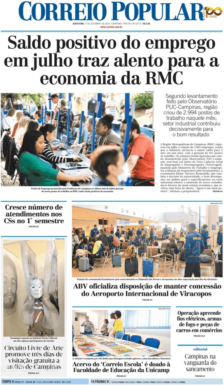 Capa Correio Popular - 2023-09-01