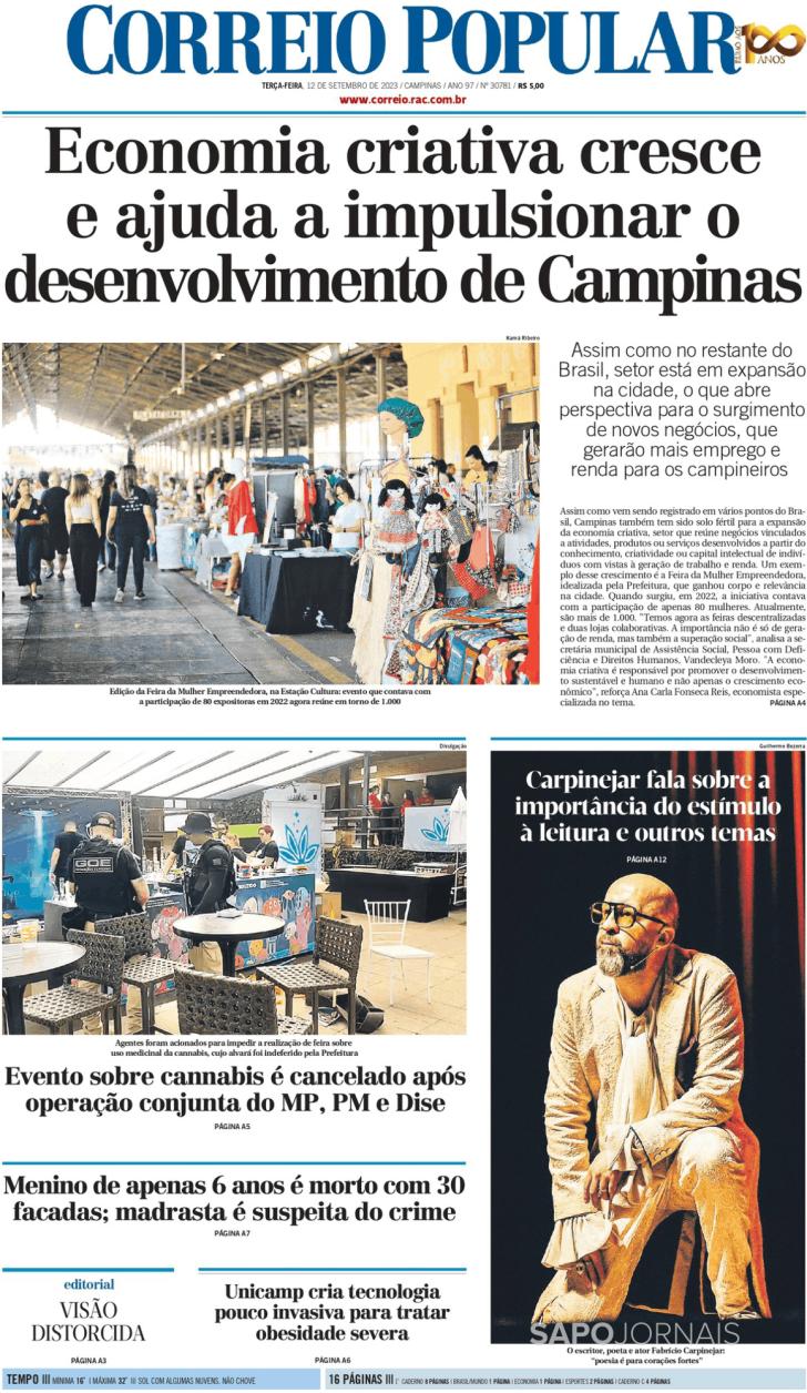 Capa Correio Popular - 2023-09-12