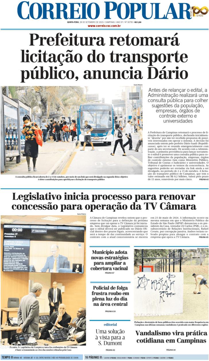 Capa Correio Popular - 2023-09-28
